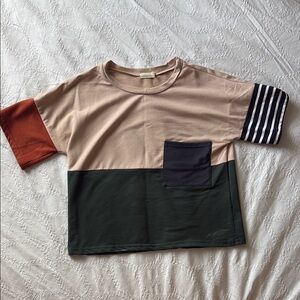 Roolee Colorblock Short Sleeve Tee - Tan, Red, Green, Black